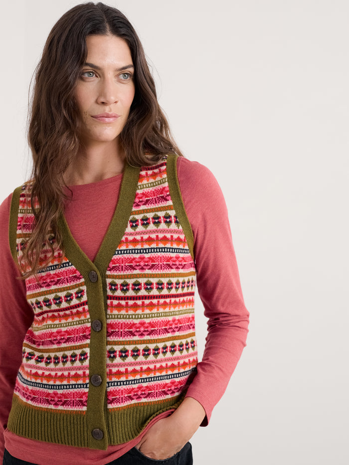 Seasalt Percella Cove Waistcoat Vest Merino - Scillia Aran Multi