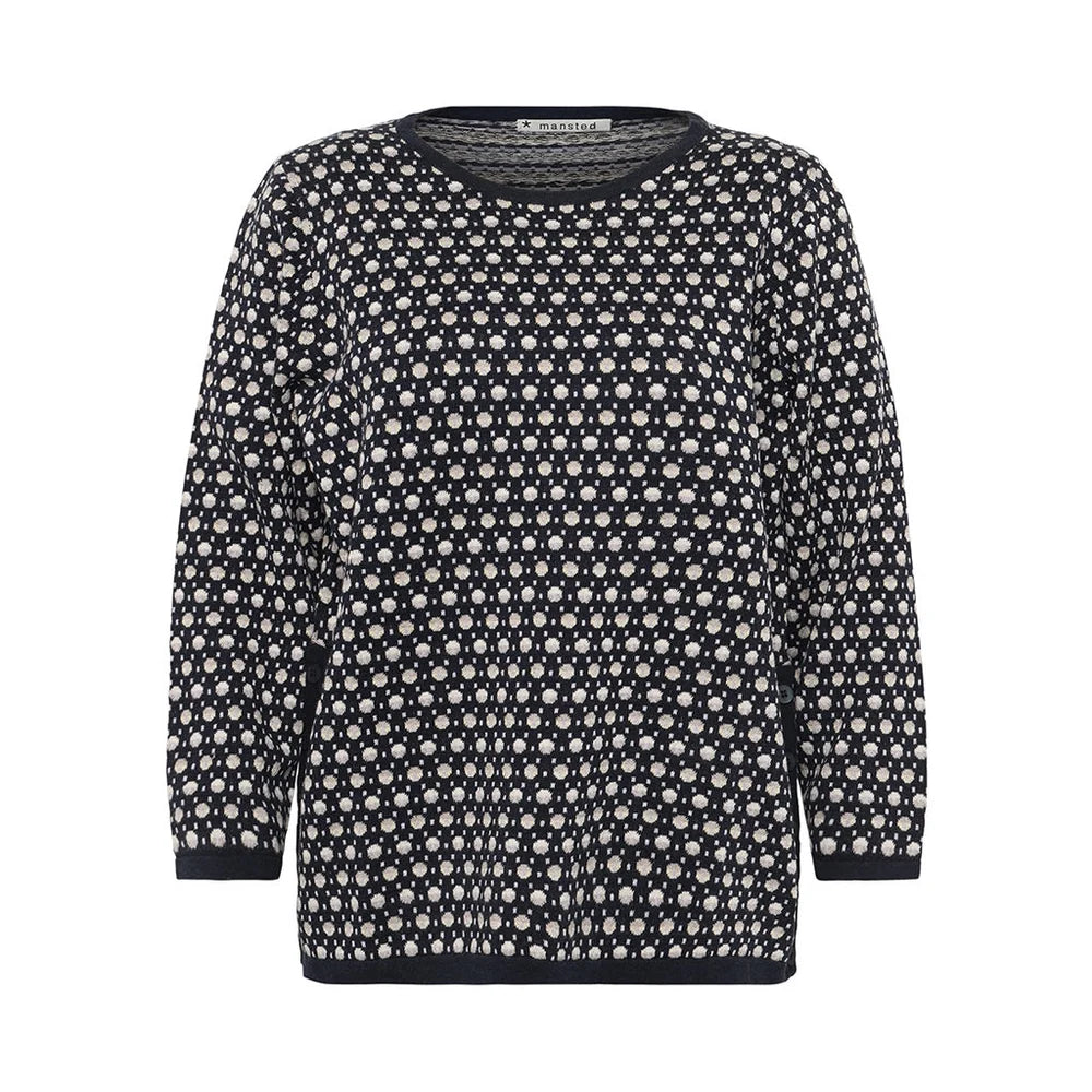 Poppie Eco Dashed Dot Crew in  Navy