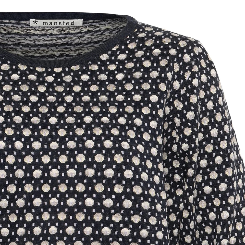 Poppie Eco Dashed Dot Crew in  Navy