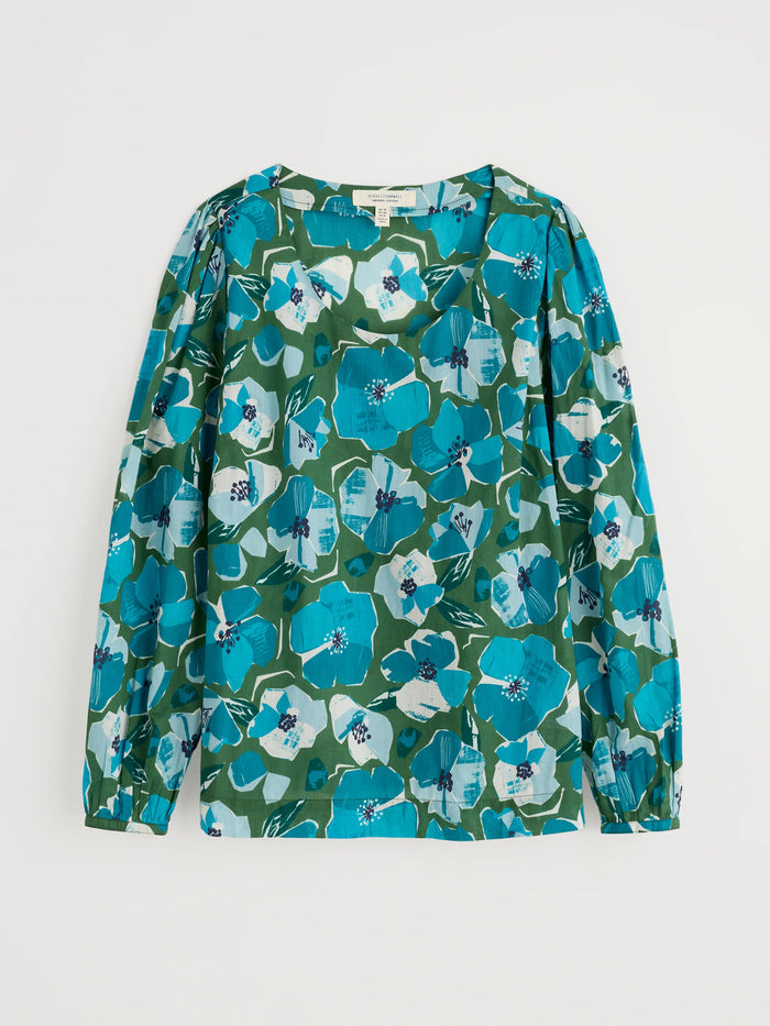 Seasalt Quill Top in Paper Hellebores Forest Green