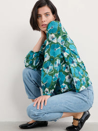Seasalt Quill Top in Paper Hellebores Forest Green