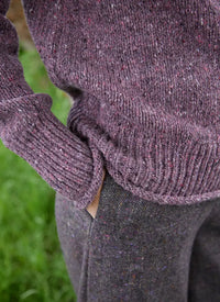Fisherman Donegal Fleck Saddle Shoulder Sweater in Dark Mauve or Copper SI628M