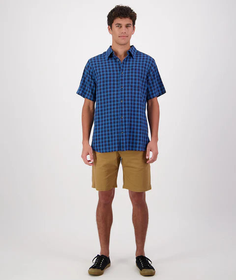 Men's Swanndri Russell Shirt in Navy/Maui Blue