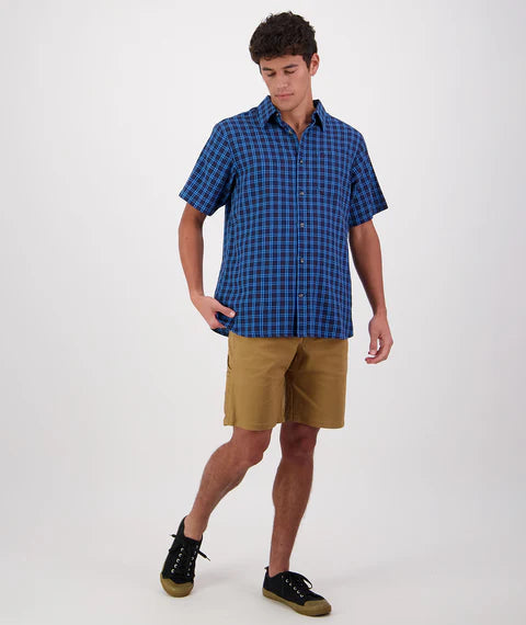 Men's Swanndri Russell Shirt in Navy/Maui Blue
