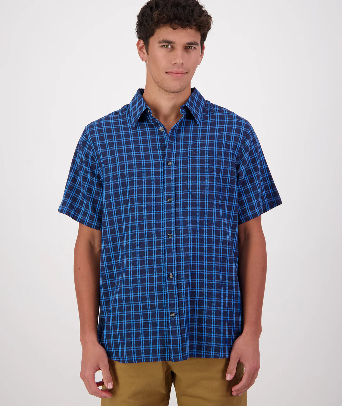 Men's Swanndri Russell Shirt in Navy/Maui Blue