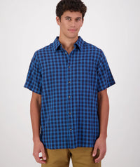 Men's Swanndri Russell Shirt in Navy/Maui Blue