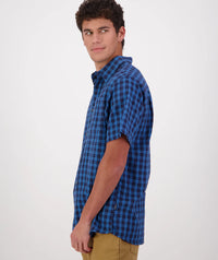 Men's Swanndri Russell Shirt in Navy/Maui Blue