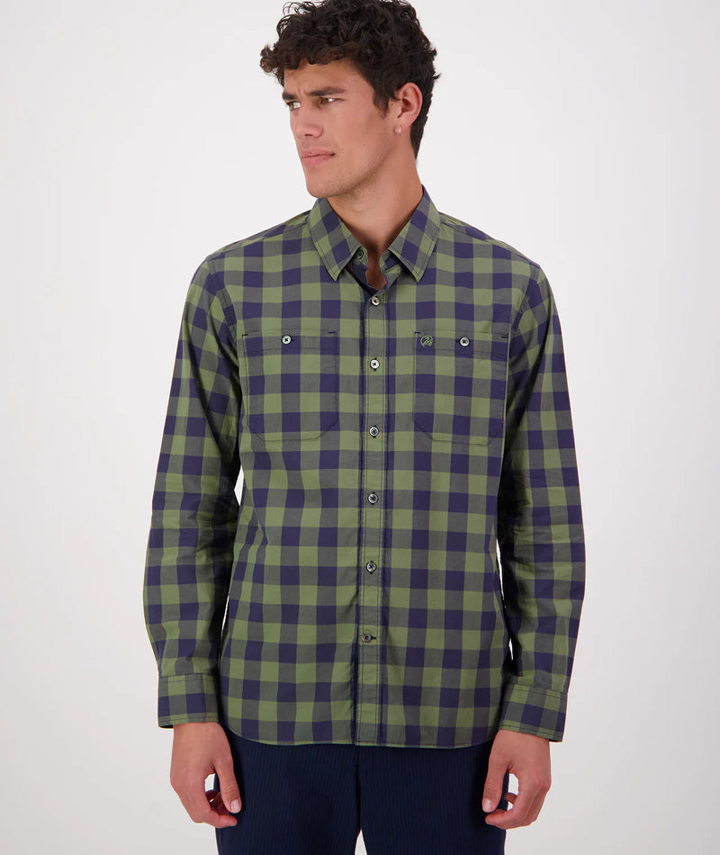 Swanndri Matarangi LS Shirt in Clover/Navy SS202092M