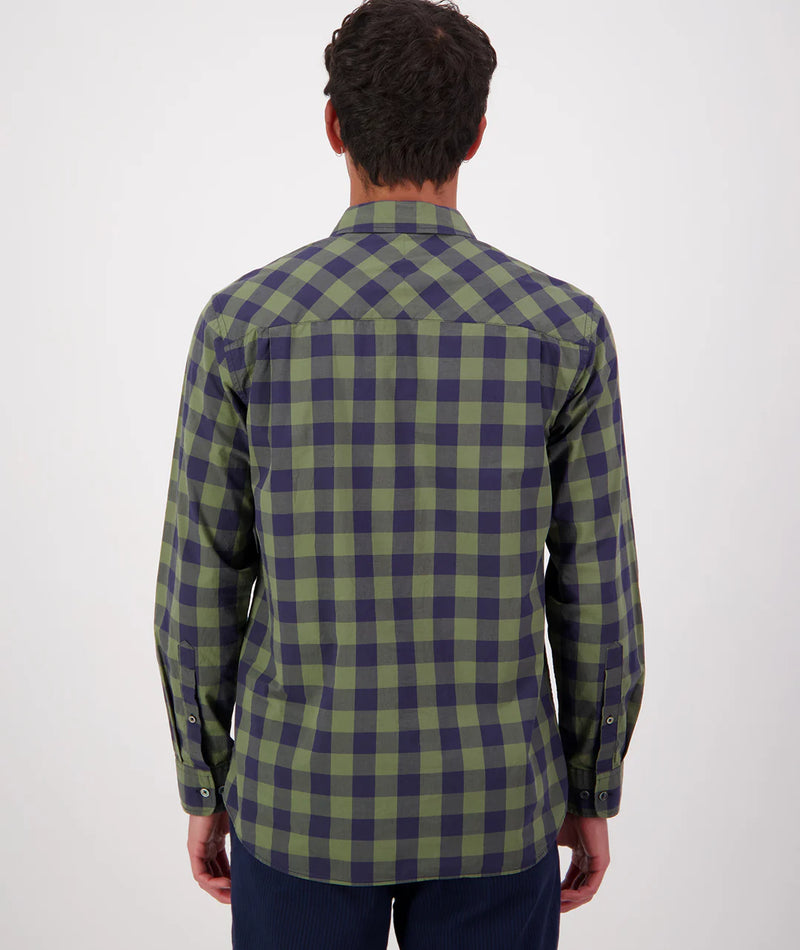 Swanndri Matarangi LS Shirt in Clover/Navy SS202092M