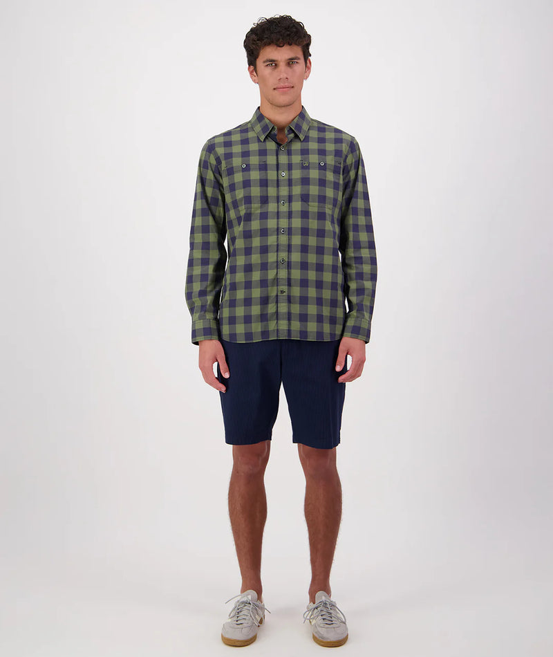 Swanndri Matarangi LS Shirt in Clover/Navy SS202092M