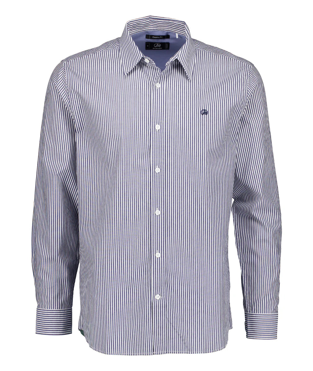 Swanndri Takaka LS Shirt in Navy Stripe SS242950M