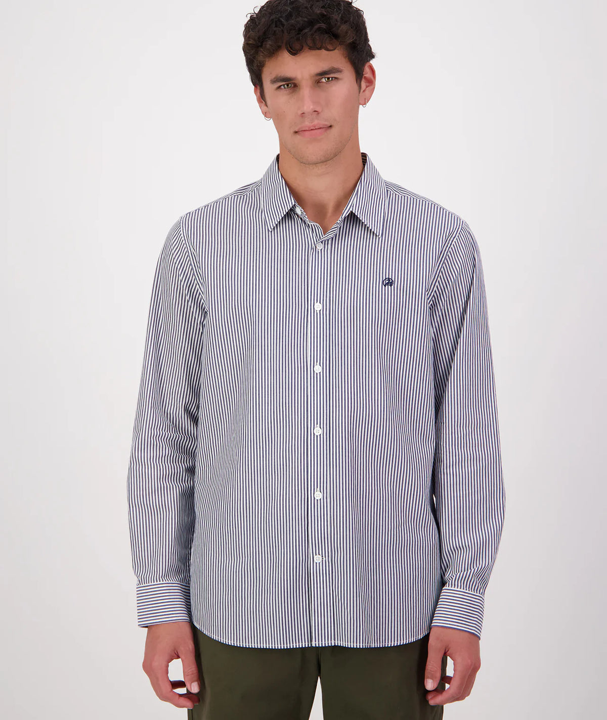 Swanndri Takaka LS Shirt in Navy Stripe SS242950M