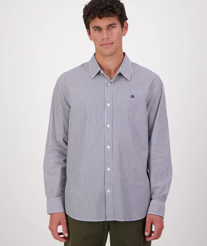 Swanndri Takaka LS Shirt in Navy Stripe SS242950M