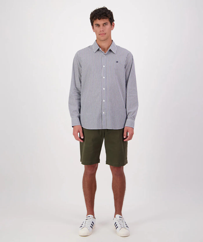 Swanndri Takaka LS Shirt in Navy Stripe SS242950M