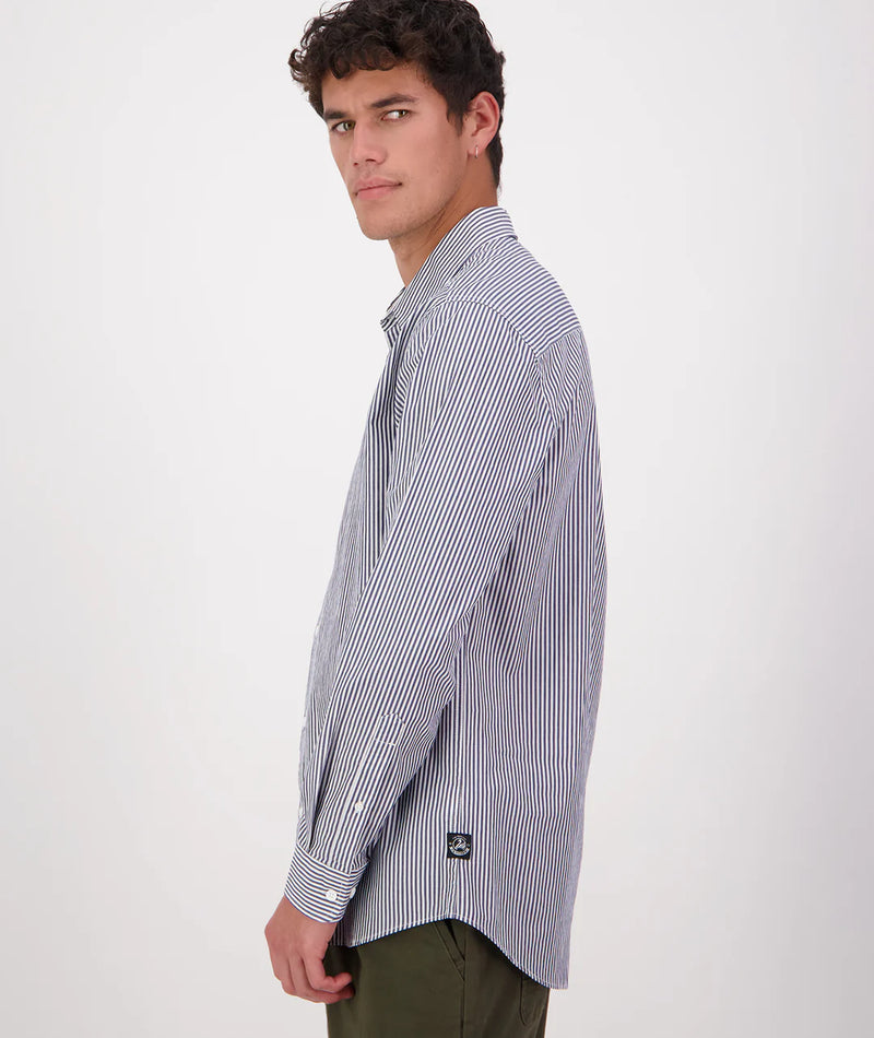 Swanndri Takaka LS Shirt in Navy Stripe SS242950M