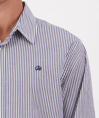Swanndri Takaka LS Shirt in Navy Stripe SS242950M