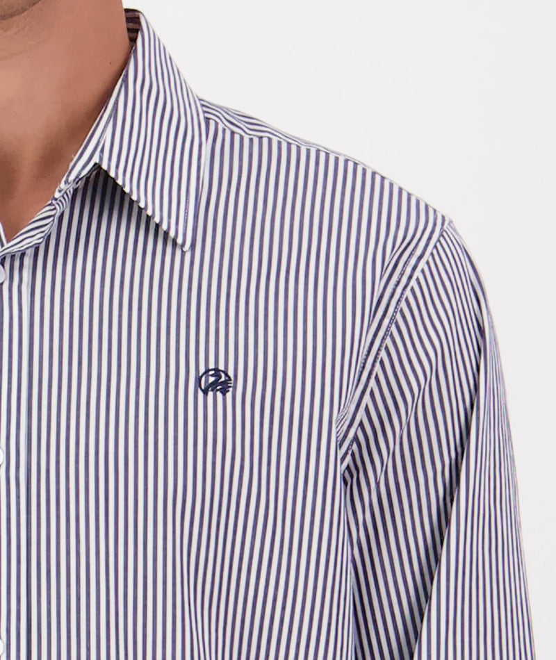 Swanndri Takaka LS Shirt in Navy Stripe SS242950M
