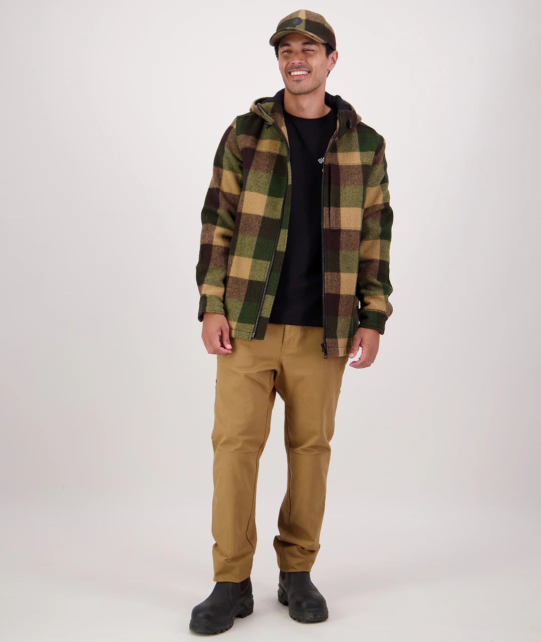 Swanndri Hudson Wool Hoodie in Checkamo