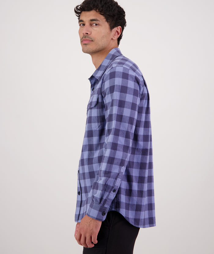 Taranaki Tailor LS Shirt in Bluebird/Mood Indigo