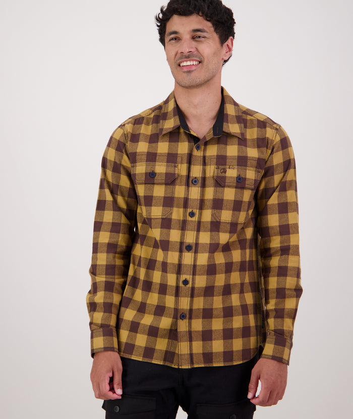 Taranaki Tailor LS Shirt in Espresso/Cashew