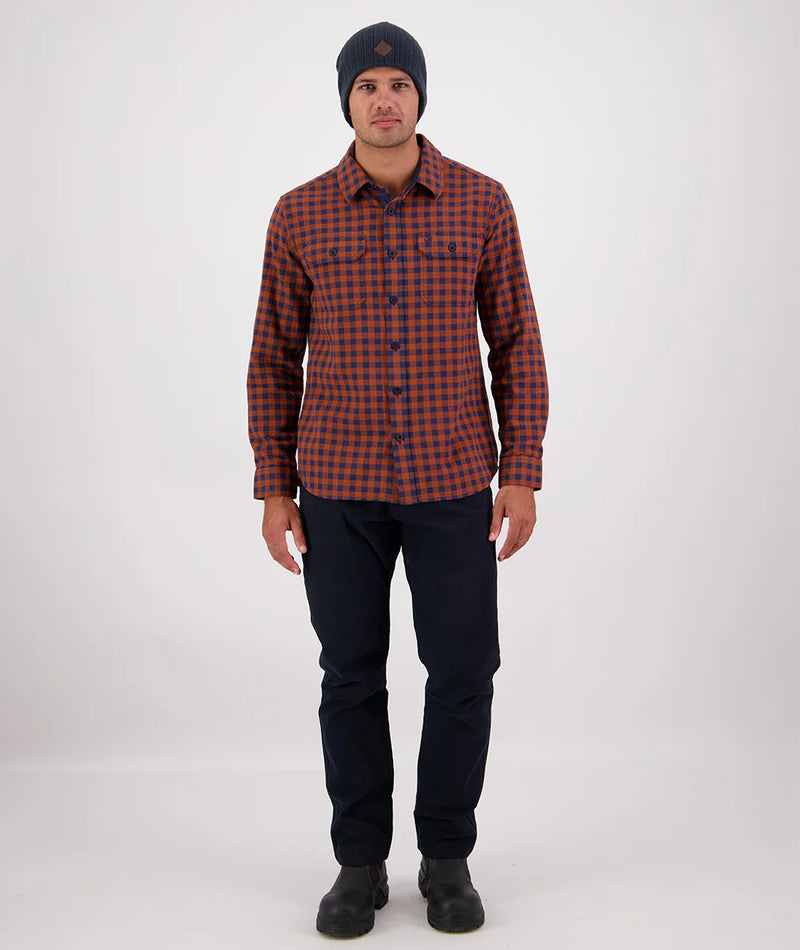 Swanndri Okato V2 Long Sleeve Shirt in Rusty/Navy