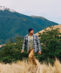 Swanndri Morven Sherpa LS Shirt in Navy/Horizon Grey