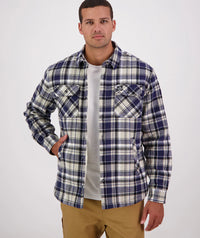 Swanndri Morven Sherpa LS Shirt in Navy/Horizon Grey