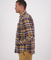 Swanndri Morven Sherpa LS Shirt in Navy/Cashew