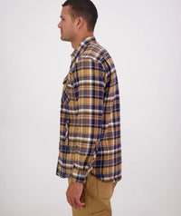 Swanndri Morven Sherpa LS Shirt in Navy/Cashew