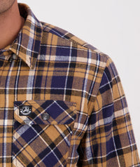 Swanndri Morven Sherpa LS Shirt in Navy/Cashew