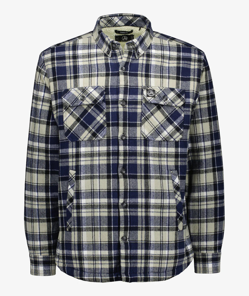 Swanndri Morven Sherpa LS Shirt in Navy/Horizon Grey