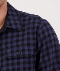Okato Classic Mns L/S Shirt in Caviar/Navy