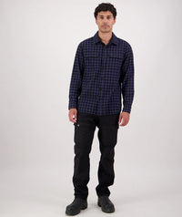 Okato Classic Mns L/S Shirt in Caviar/Navy
