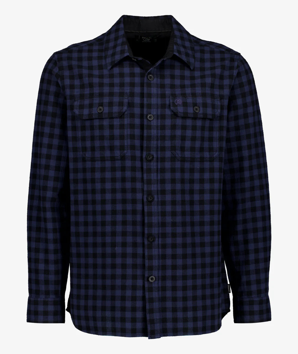 Okato Classic Mns L/S Shirt in Caviar/Navy