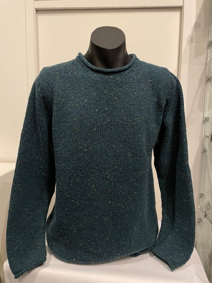 Fisherman out of Ireland Roll Edge Jumper in Scots Pine FI600M