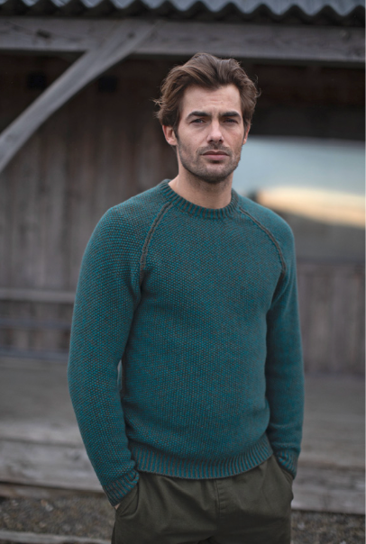 Men's Lambswool Seed-stitch Crew Neck Jumper - Emerald – Kent and Lane