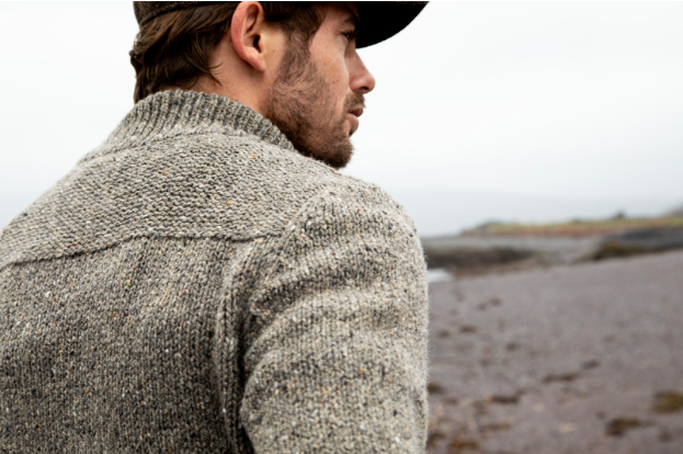 Fisherman's Zip Neck Jumper in Rabbit