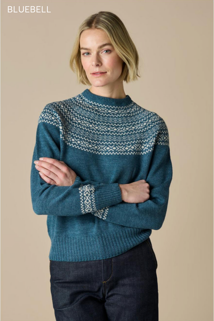 Uimi Ingrid Two Colour Fair Isle Jumper in Bluebell