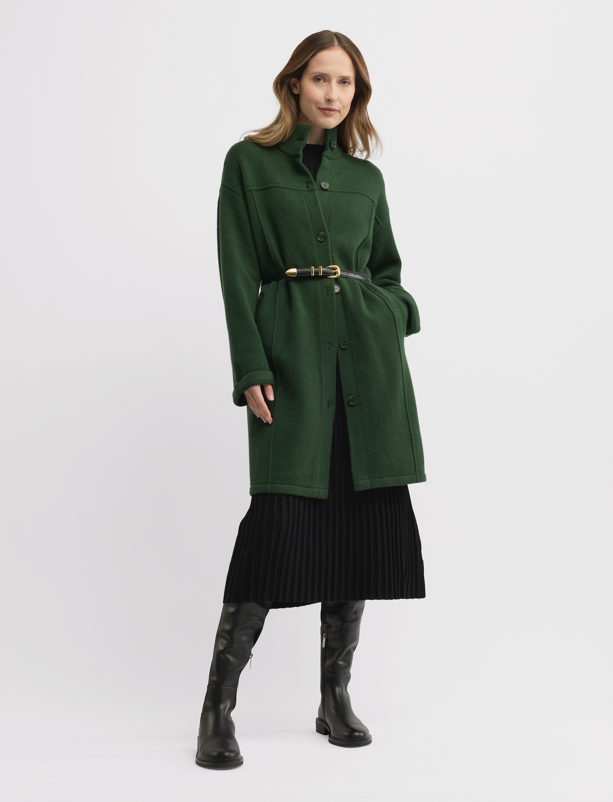 Yarra Trail Force Knit Coat in Juniper 6306