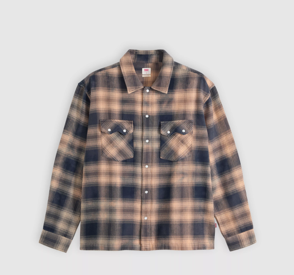 Levi's Boxy Western Pier 89 Plaid in Blue / Cream