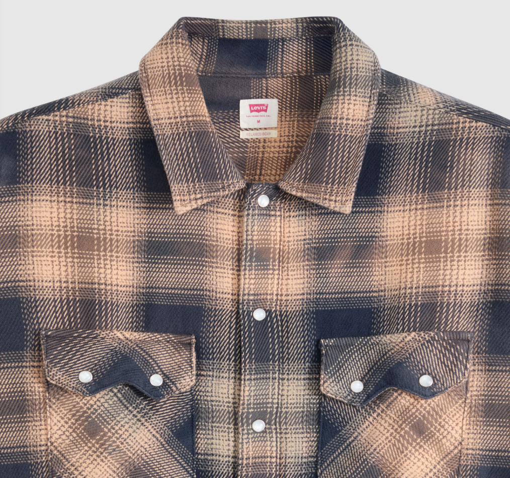 Levi's Boxy Western Pier 89 Plaid in Blue / Cream