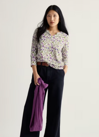 Seasalt 3/4 Kellow Top - Blotted Anemone Chalk