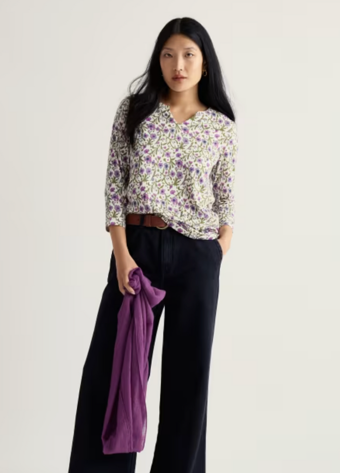 Seasalt 3/4 Kellow Top - Blotted Anemone Chalk