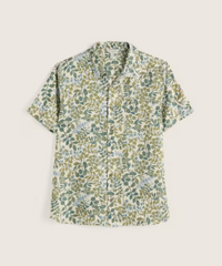 Seasalt Men's Blue Heron Short Sleeve Shirt Winding Herbs Ecru