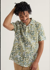 Seasalt Men's Blue Heron Short Sleeve Shirt Winding Herbs Ecru