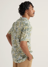 Seasalt Men's Blue Heron Short Sleeve Shirt Winding Herbs Ecru