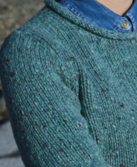 Ladies Fisherman Rolled Edge Jumper in Jade FSY66M