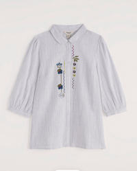 Hope Cottage Embroidered Blouse in Woodland Floral Chalk