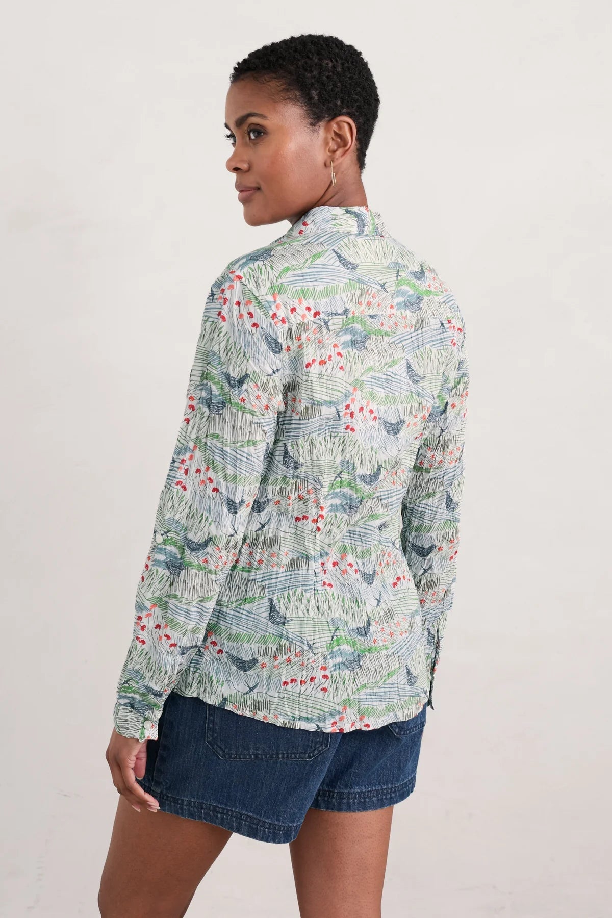 Seasalt Larissa Shirt Meadow Birds Chalk