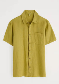 Seasalt Men's Carne Short Sleeve Linen Shirt in Light Citron